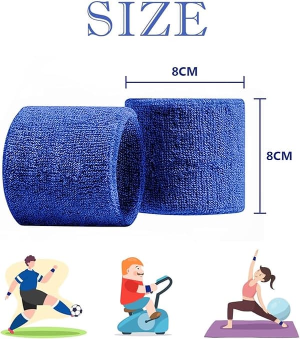 Set med 8 sportarmband 8*8 cm (svart, vit, grå, blå)