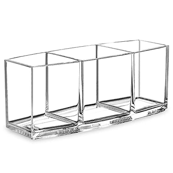 Makeup borsthållare Organizer Clear Cosmetic Brushes Container Storage 3 Slots - Perfekt för fåfänga