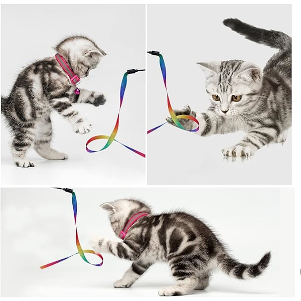 5-pack Interaktiva Kattspön - Färgglada Tygbandspinnar