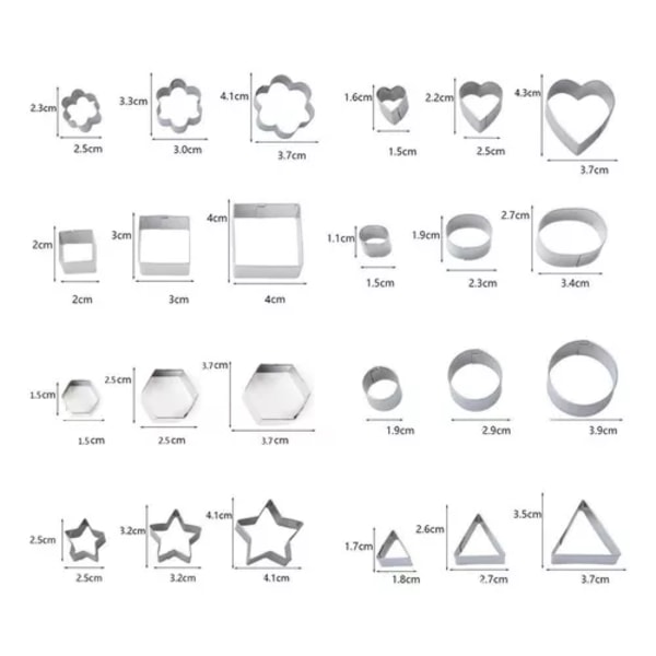 24 stk Kake- og Smørbrødformer i Rustfritt Stål
