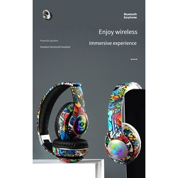 Nytt Bluetooth-headset LED Lysende Spill Trådløst Kort tuya 5.0 Bluetooth-headset Lang Batterilevetid (Svart)