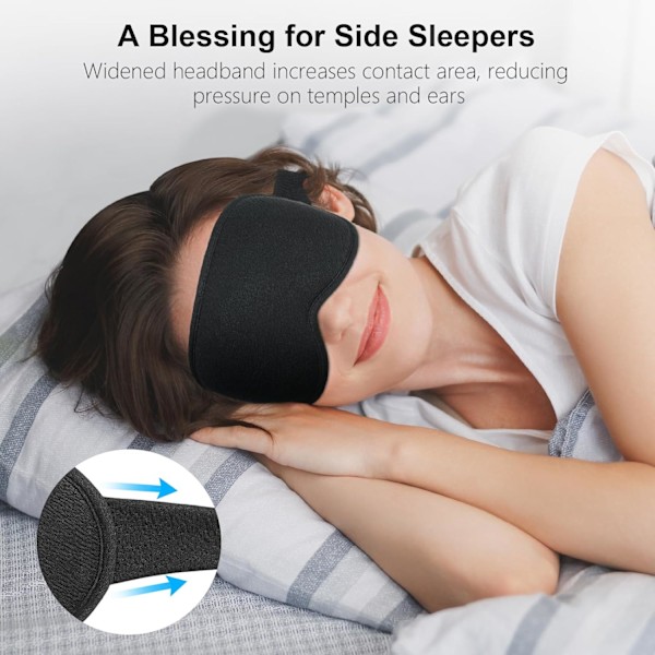 100% Mörkläggningsögonmask för Kvinnor & Män - Noll Tryck Sömnögonmask - Ergonomisk Design 3D Utskärning för Ögonrörelse