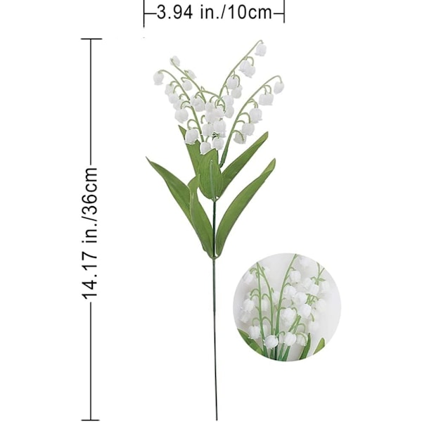 12 stjälkar liljekonvalj Konstgjorda Blommor, Liljekonvalj Plastblomma, Brudbukett för Utomhusbröllop