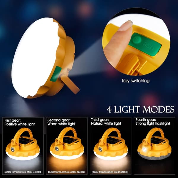 4800mAh Solcelled LED Campinglys med Type-C Oppladbart Camping
