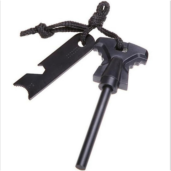Fire Stone Flint Magnesium Fire Starter Lighter Kit med trähandtag Handgjord traditionell Flint Överlevnad Camping Vandring 2 st
