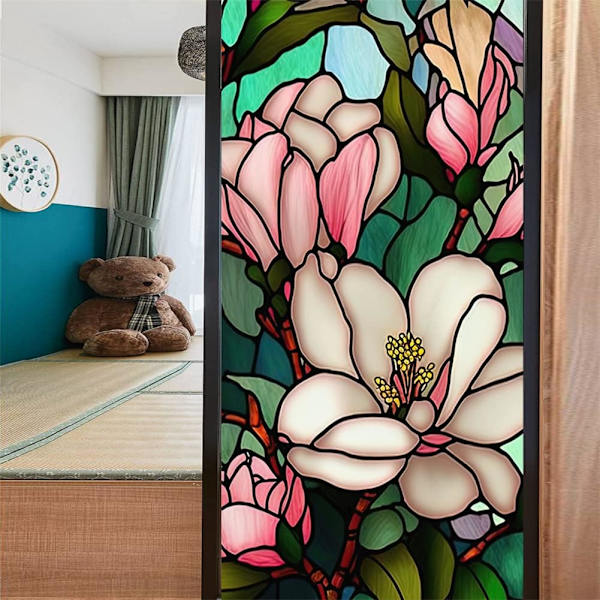 1 rull (60 x 100 cm) Fargerik Retro Blomster Privatliv Vindusfolie