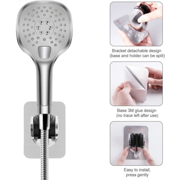 Universal Shower Head Holder, 2 Pieces, No Drilling, Adjustable