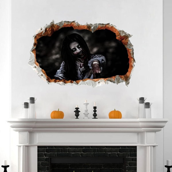 3D Halloween Vægstickers Gys Halloween Zombie Vægsticker Gulv