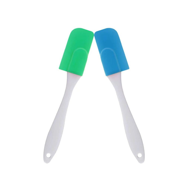 2 varmesikre silikon-spatler for matlaging, omrøring, smøring, baking, etc. (grønn + himmelblå)