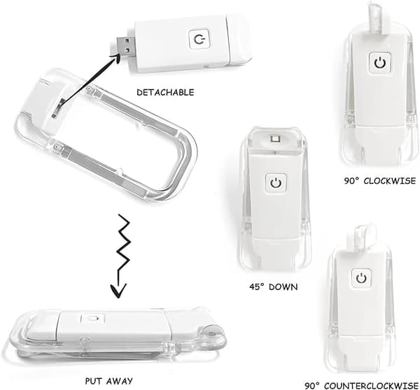 1 x USB-brettet leselys, liten og lett, øyevern