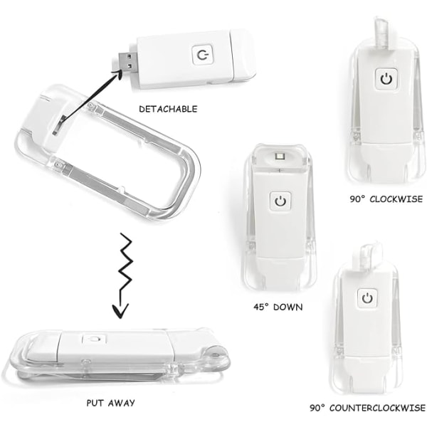 1 x USB hopfällbar läslampa, liten och lätt, ögonskydd,