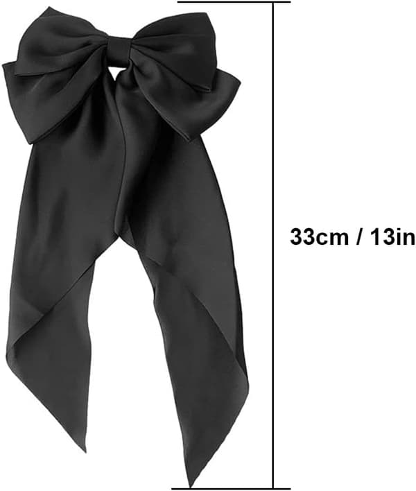 Stor hårklips, 1 stk 33CM stor sløjfe sort elegant lang sløjfe