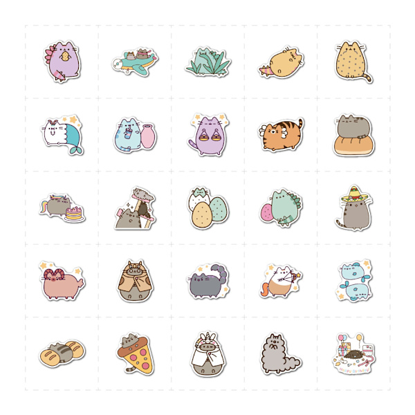 100-pack Laptop- och Kattdekaler (6-8 cm) Naturliga Söta Cartoon-mönster
