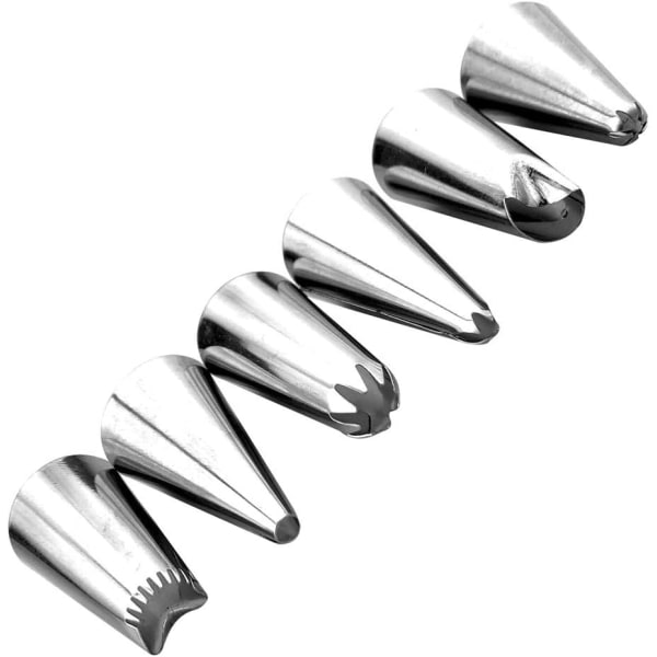Konditorsprøjte Dyser, 8 Dele Rustfrit Stål DIY Sæt, 6 Dyser, 1