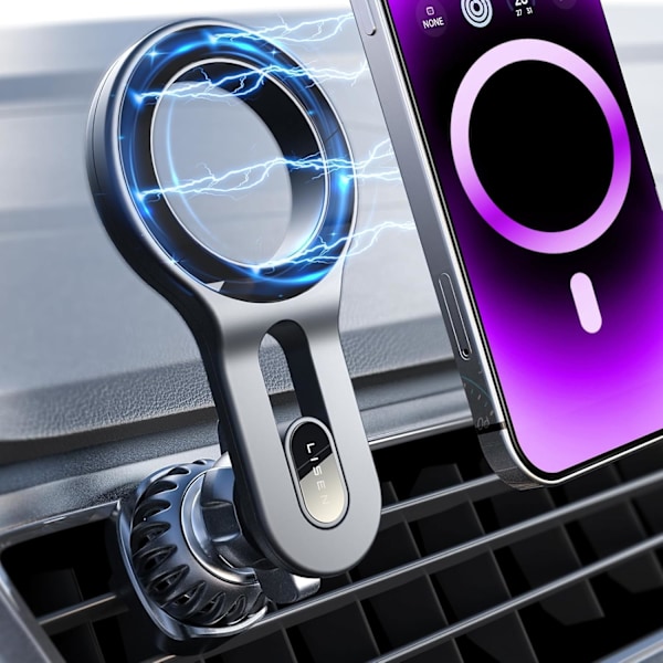 iPhone 16 MagSafe -autonaulakkeelle, [nopea asennus] Supermagneettinen pitkävarsi MagSafe autonaulakkeelle, auto-ilmastointi