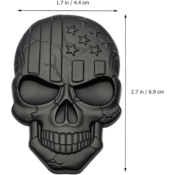 2 stk. Sorte Zink Legering Bilstickere, Skalle Metal Krops