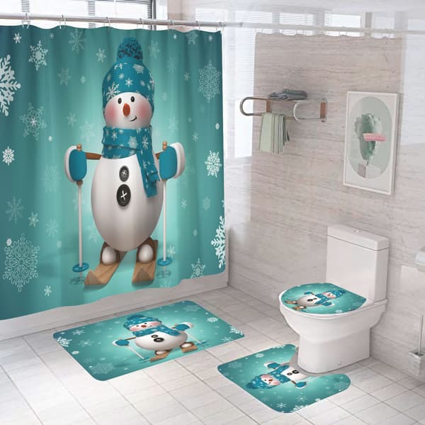 4-pack Grön Jultomte Duschdraperi Set 70,8 × 70,8