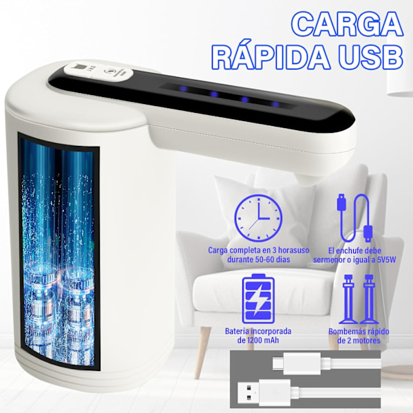 Vattenautomat, Automatisk USB-Laddningsbar Vattenutdelare, Bärbar Vattenpump, Universal Dispenserpumpbrytare