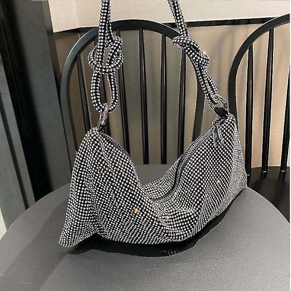 Kahvallinen Rhinestone Ilta Clutch Laukku Hopea Kiiltävä Kristalli Illallinen Juhlat Lompakot Ja Käsilaukku Olkalaukku