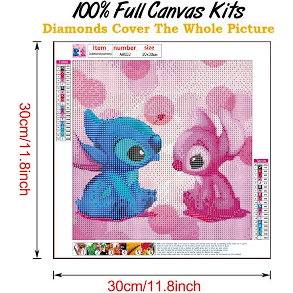 Stitch 5D Timanttimaalaussetti Aikuisille (30x40cm), DIY Täysi Riinikivi