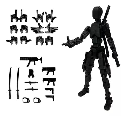 Dummy13 3D-tryckt Actionfigur 5.54 Tum (Svart)