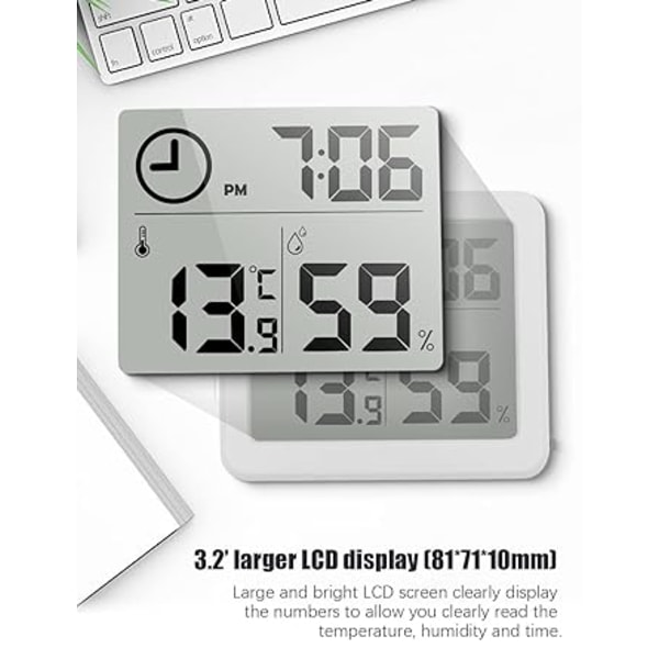 Digitalt termo-hygrometer (hvit) innendørs romtermometer