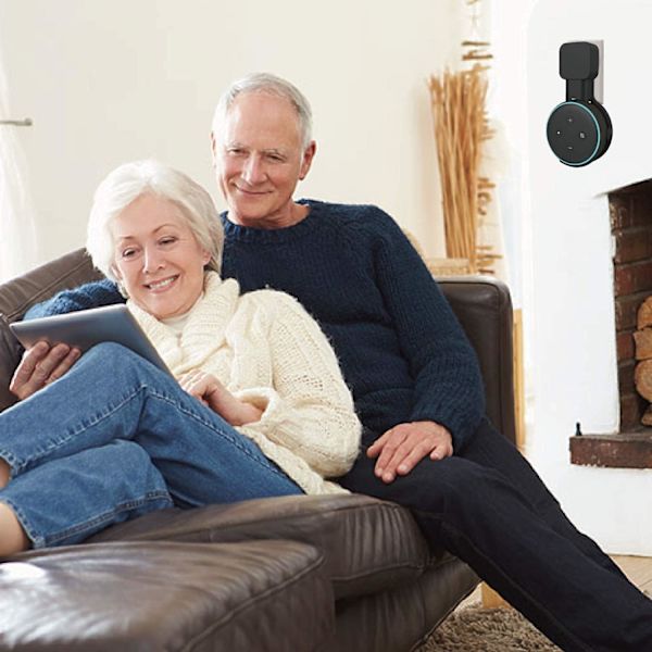 2X Svart Veggbrakett for Echo Dot 3, Smart Hjem Veggmontering