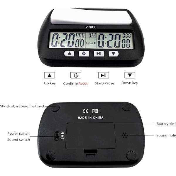 Digital Skak Timer (Med Batteri)