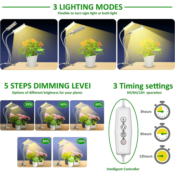 Växtlampa, odlingsljus för växter 100 LED-lampor Full Spectrum