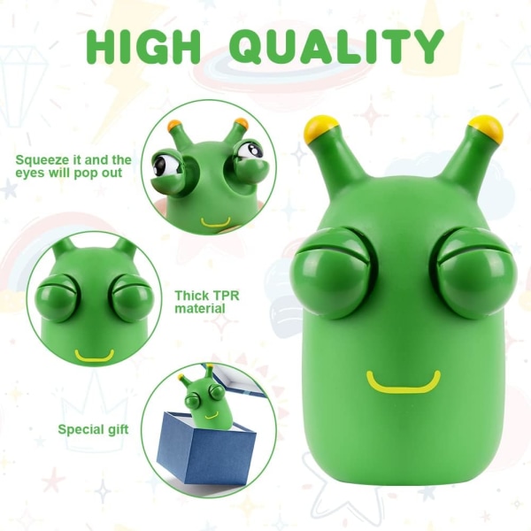 2 deler Green Bug Squeeze Leker, morsomme Grass Eye Pop-Up Leker,