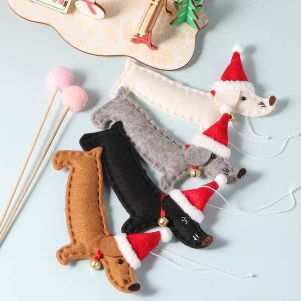4 stykker juletrepynt Dachshund dekorasjoner jul