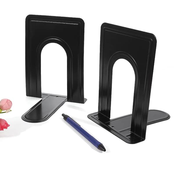2-pack bokstöd, bokstöd för tunga böcker, metallbokstöd (svart)
