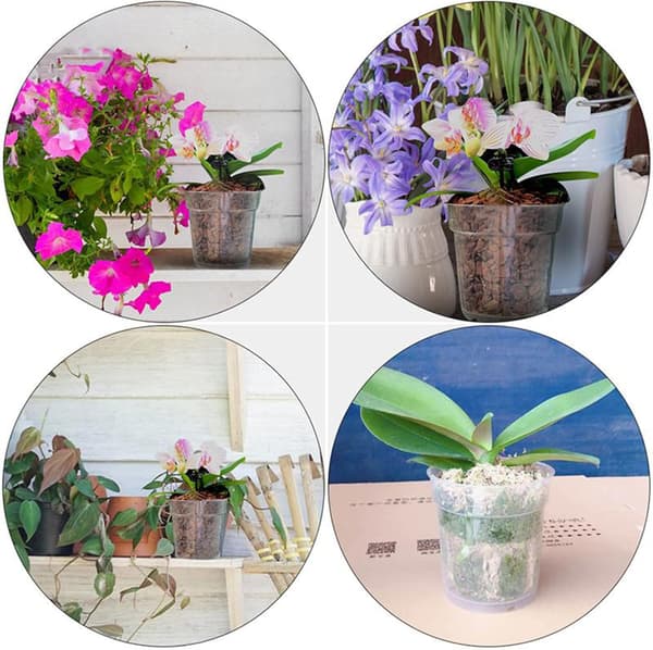 5 stycken transparenta plastblomkrukor, transparent plast