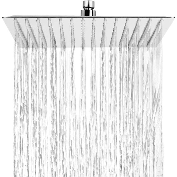 Antikalk dusjhode, vannsparende regndusjhode med rustfritt stål dyse 12 tommer/30 cm polert krom finish (speil), firkantet