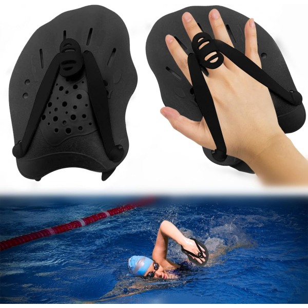 1 pair of swim paddles with adjustable straps for strength