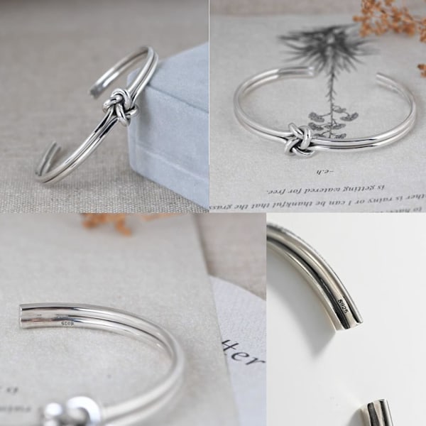 Sølv Armbånd til Kvinder Håndlavede Armbånd 925 Sølv Armbånd Mænds Armbånd, Simpel Knyttet Sølvtråd Design