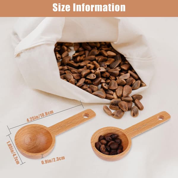 4 st 15 ml Trä Måttskedar Bokträ Malet Kaffe