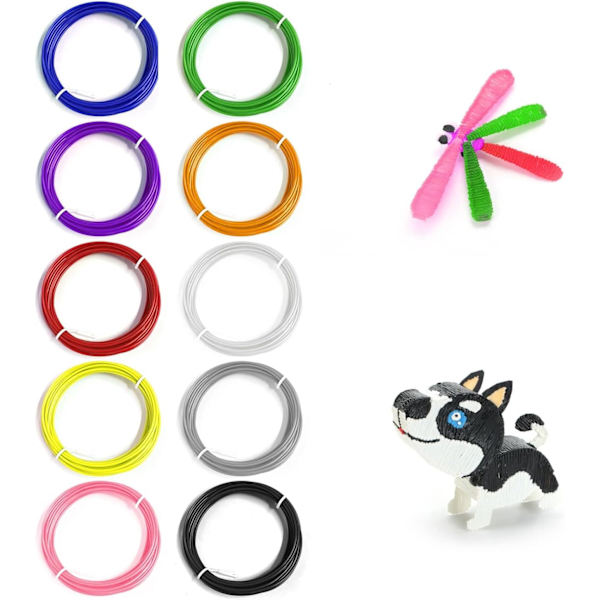 10 stk 1,75 mm Farvet PLA Filament, Lugtfri Filament 3D Udskrivning