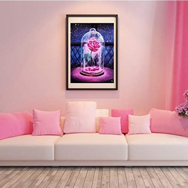 Enkelt stykke 30 x 50 cm 5d diamantmaleri fuldt diamant rosa