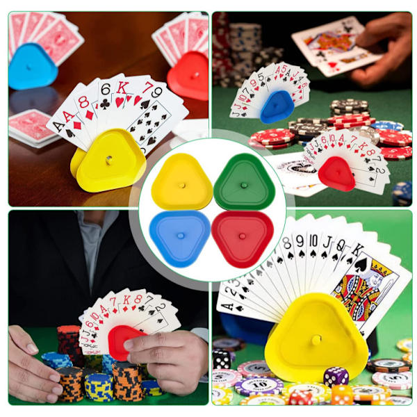 4-värinen pokeriteline lasten kolmion muotoinen laiska korttiteline pokeri