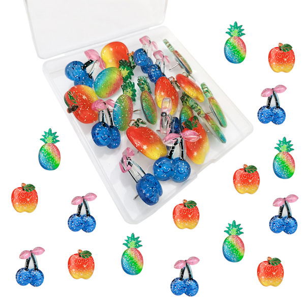 20 kreativa färgade frukt tumnaglar, akrylpaljetter, kristall