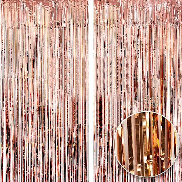 2 kpl 1*2,5 m Metallilankaa (Ruusukulta), Verho Folion Virta Silkki