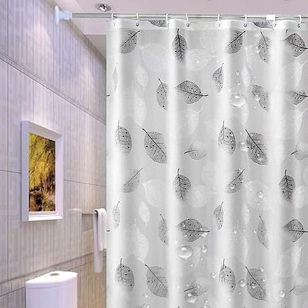 1 stk. bruseforhæng, bruseforhæng 180x200 cm, anti-skimmel bruseforhæng - hvidt vaskbart forhæng - med 12 forhængskroge - til hjem, hotel, bad