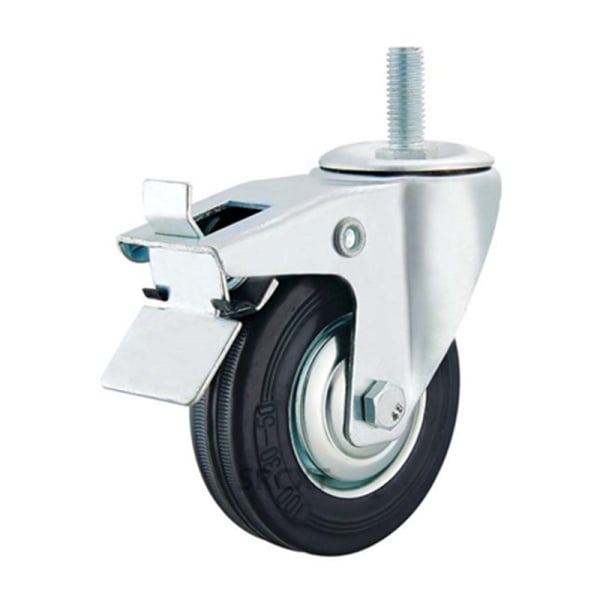 Svängbara och svängbara hjul med svart gummibroms 1 st
