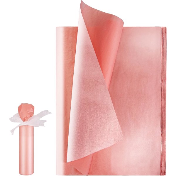 Roséguld presentpapper, 100 ark metalliskt presentpapper