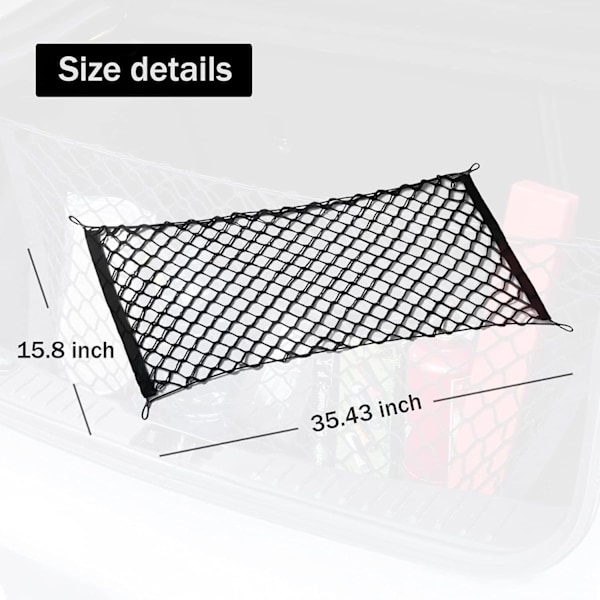 Justerbart Elastisk Bagagerumsnet med Krog til SUV'er, Biler og Lastbiler (90x40 cm)