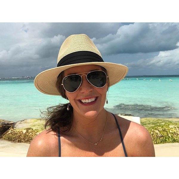 Damhatt i Halm, Panamahatt, Bredbrättad Sommarhatt, UV-Skydd