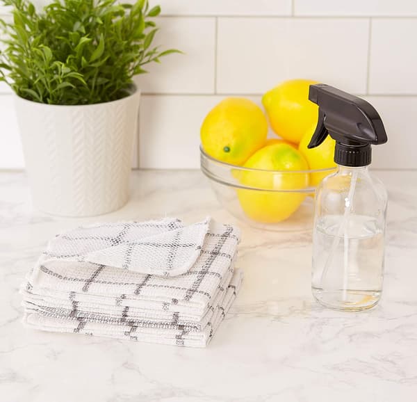 Dishcloths Collection Windowpane Dishrag Set, 12x12, Hvit/Grå Stripe, 6 stykker