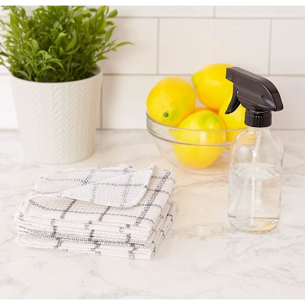 Dishcloths Collection Windowpane Disktrasa Set, 12x12, Vit/Grå Randig, 6-pack