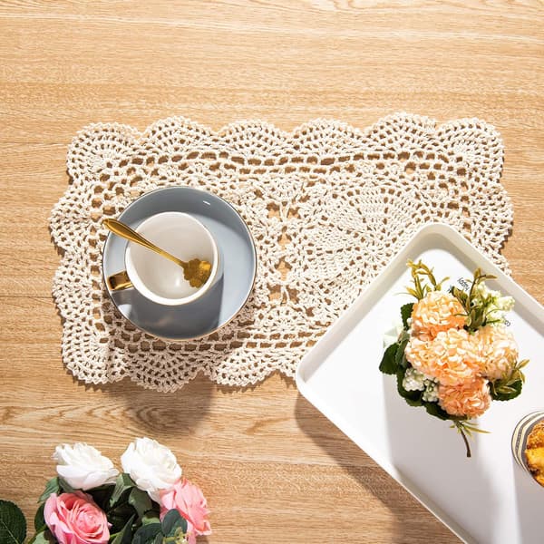 2 stk. 30*45cm Håndhæklede Udhulede Blomster Vævede Bucolic